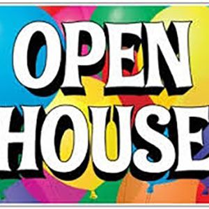Open house on balloon background